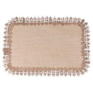 Set de table rectangulaire vintage en jute beige avec bord brodé, écologique, pour la décoration intérieure des restaurants, idéal pour Noël, avec fonction chauffante - Product Image 1