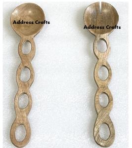 Service à salade en bois de manguier et résine, ensemble de 2 cuillères et fourchettes de service en bois, ustensiles de cuisine faits à la main, outils en bois pour Offre Spéciale - Product Image 5