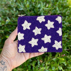 Monedero de Lana de Primera Calidad con Cuentas, Patrón Personalizable, Cierre de Cremallera, Hecho de Fieltro de Primera Calidad, Parte Trasera Lisa, Parte Delantera con Cuentas - Product Image 6