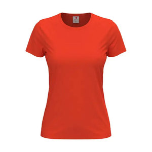 Camiseta básica de manga corta de algodón de primera calidad para mujer, Camiseta de cuello redondo de punto suave transpirable - Product Image 3
