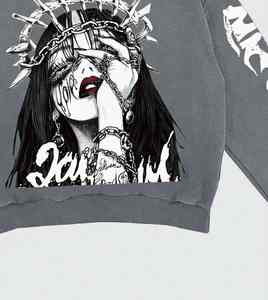 Hombres Custom Rhinestone Sublimación Sudaderas DTG DTF Impreso Sudadera Streetwear Oversized Pullover Factory Supply - Product Image 6