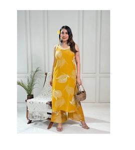 Meilleur Kurti en Rayon Imprimé, Coupe Trapèze, Sans Manches, Style Cordset, Vêtement Ethnique Décontracté et Élégant pour Femmes, Idéal pour la Maison, le Bureau et le Quotidien - Product Image 1