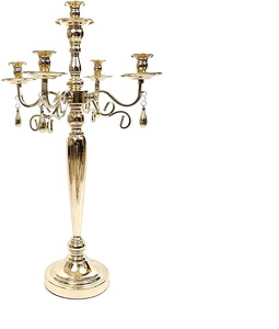 5-Arm Handmade Aluminum Wedding & Christmas Home Decoration <b>Candle</b> <b>Holder</b> <b>Lantern</b> with Gold Finish - Product Image 3
