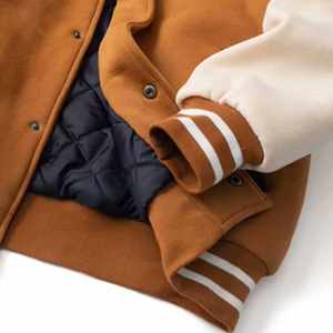 Chaqueta de béisbol universitaria con bordado de béisbol de cuero con parche de chenilla hecha profesional para hombres - Product Image 3