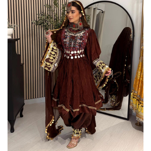 Femmes Unique Antique Afghani Kuchi Robe Vintage À La Main Broderie Dentelle Bouton Naturel Confortable En Gros OEM Disponible - Product Image 5