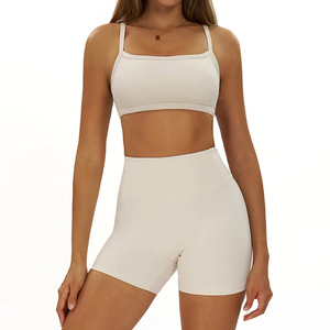 Short extensible taille haute ensemble de soutien-gorge de sport respirant deux pièces vêtements de sport sans couture confortables pour Yoga Gym course Fitness imprimer - Product Image 5