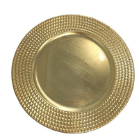 Assiette de service ronde à bord ondulé en fer plaqué or, écologique, pour les fêtes