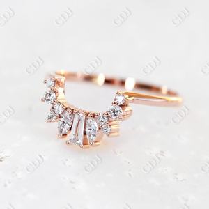 Bague de mariage incurvée vintage Moissanite effilée et taille marquise Bagues en or classique pour femmes Grossiste Bijoux de mariage - Product Image 2