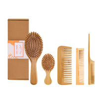 Ensemble de peignes professionnels Brosses à cheveux en bois à dents larges Peignes à cheveux avec logo privé avec emballage en boîte