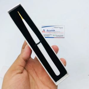 Pinzas de extensión de pestañas con agarre de diamante de acero inoxidable profesional de Punta rosa con logotipo personalizado sostenible de alta calidad - Product Image 5