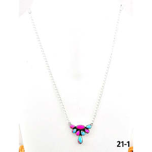 Collier en argent sterling et coton inspiré du sud-ouest, fait main avec motif en forme de fleur - Product Image 1