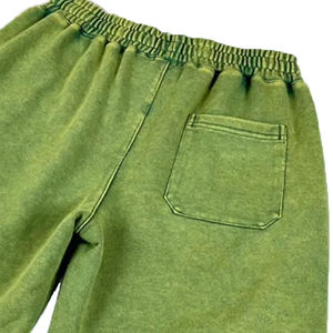Pantalones cortos lavados con ácido de algodón pesado para hombre con logotipo estampado Puff personalizado pantalones cortos de lavado con patrón sólido estilo callejero para hombre - Product Image 5