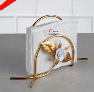 Servilletero de diseño de aluminio y metal con acabado dorado de aspecto real para restaurante y bar de hotel - Product Image 2