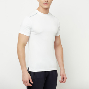 Camiseta deportiva de manga corta para hombre, camiseta de entrenamiento de alta elasticidad, transpirable, de secado rápido, camisetas deportivas ajustadas en blanco de lujo - Product Image 3