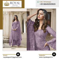 Vente exclusive sur vêtements ethniques Nouvelle collection de costumes pakistanais en filet papillon lourd Costume Salwar avec travail de broderie