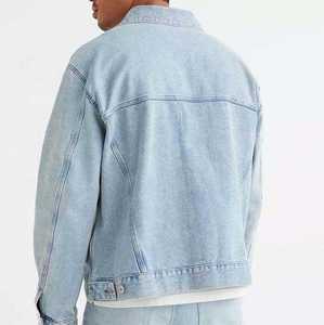 Factory Custom Men's <b>Vintage</b> <b>Denim</b> <b>Jacket</b> with Stand Collar and Front Logo 100% Cotton Breathable Stylish Windbreaker - Product Image 4