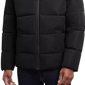 Premium Quality Men Polyester Nylon Mix Zipper <b>Quilted</b> Puffer Jacket With Hood and Front Pockets for Sale in Cheap Rates - Product Image 5