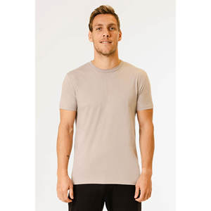 T-shirt uni en coton de qualité supérieure marron foncé pour homme T-shirt uni à col rond et demi-manches - Product Image 2