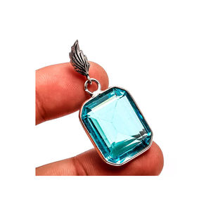 จี้เงินแท้ 925 ประดับพลอยบลูโทแพซธรรมชาติ สวยงาม สำหรับผู้ค้าส่ง ราคา ODM OEM - Product Image 3