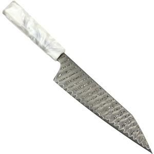Meilleur couteau de chef de cuisine en acier Damas fait à la main avec manche en résine blanche pure Vente en gros personnalisé de haute qualité OEM ODM Service - Product Image 1