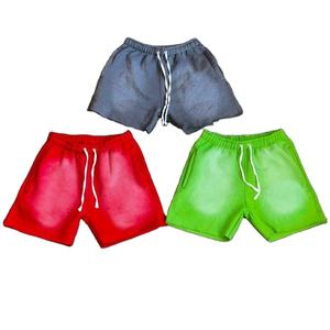 Ropa de calle personalizada, pantalones cortos descoloridos de gran tamaño, pantalones cortos para correr para hombre de peso pesado en blanco con cordón, pantalones cortos de mejor venta - Product Image 1