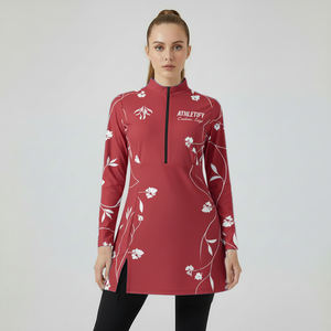 Robe légère, respirante et durable, à motifs floraux, de couleur personnalisée, pour femmes musulmanes, haut modeste, vêtements de sport modestes, couverture tricotée - Product Image 1