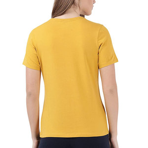 T-shirts à manches courtes en coton biologique pour femmes logo personnalisé vierge d'été uni coupe ample col rond - Product Image 3