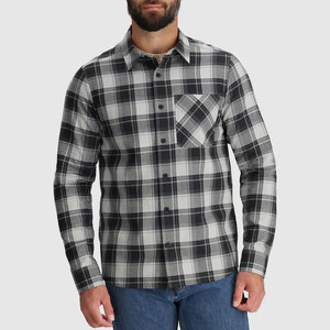 Chemise Homme Printemps en Flanelle de Haute Qualité, Unie, Manches Longues, Respirante, 100% Coton, Noire, Boutonnée, Écologique, Infroissable - Product Image 2