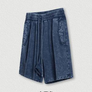 กางเกงขาสั้นผ้าเฟรนช์เทอร์รี่ใส่ได้ทั้งชายและหญิงกางเกงขาสั้นผ้าฝ้าย100% แบบวินเทจแอซิดลายกลางเอวสำหรับใส่เล่นยิมวิ่ง - Product Image 5