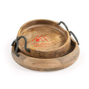 2025 meilleure vente fait à la main plateau en bois cuisine nourriture plateau de service boissons en bois plateau de service accessoires d'hôtel - Product Image 6