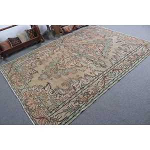 Tapis turc vintage, tapis de 6,1 x 8,7 pieds, tapis Ikat brun vert - Product Image 2