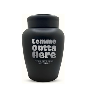 Lemme Outta Here 2 Urna de cremación humana personalizada Cenizas para adultos Recipiente de acero inoxidable grabado Negro Tamaño personalizado - Product Image 1