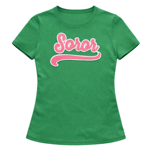 เสื้อยืดกรีน ซอร์รอร์ เสื้อยืดสตรีสีชมพูและสีเขียวของสมาคมนักศึกษาหญิง เสื้อยืดลำลองมีสไตล์สำหรับสวมใส่ในชีวิตประจำวัน - Product Image 3