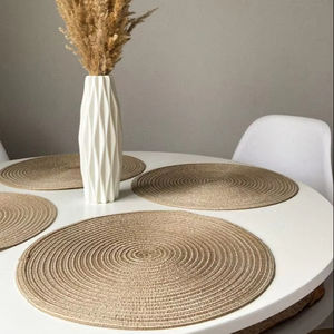 Handmade Thick Braided Water Hyacinth Floral Pattern Eco-Friendly <b>Table</b> <b>Runner</b> & <b>Placemats</b> Set Luxury Washable Home/Travel Decor - Product Image 6