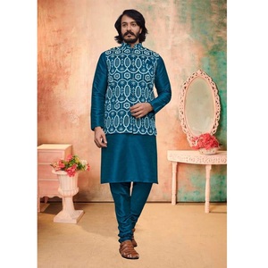 ชุดนอนผ้าไหมคุระตาสำหรับผู้ชายวัสดุโกติสำหรับงานแต่งงานงานปาร์ตี้อินเดียและเสื้อผ้าปากีสถาน - Product Image 1