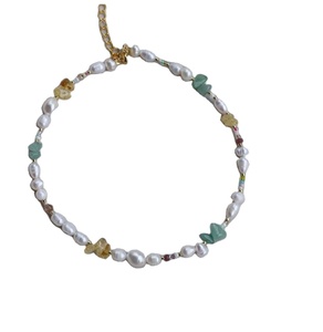 Collar de Perlas con Piedras de Aventurina Verde en Forma de Corazón, Cadena Chapada en Oro, Estilo Bohemia para Mujer, Joyería de Uso Diario - Product Image 1
