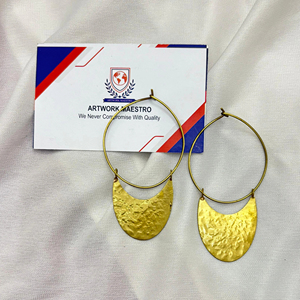 Brass Jewelry with hammered design matte finished - light weight - eco friendly metal jewelry - Product Image 1