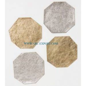 Sous-verres de cuisine en or et blanc faits à la main ensemble de 4 sous-verres de placement en marbre massif de différentes tailles de qualité supérieure - Product Image 5