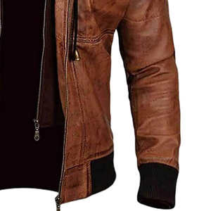 Vestes de moto en cuir véritable tendance pour hommes Veste d'équitation de moto vintage personnalisée, coupe ajustée, vêtements d'hiver pour motard, vente en gros - Product Image 5