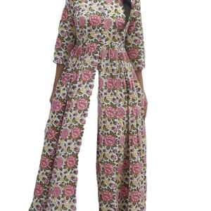 Haute Qualité Rose Garden Mandarin Style Soie Kurti Drapé Mode Indienne Dames Filles Cape Pantalon Ensemble Direct Du Fabricant - Product Image 1