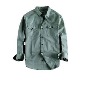 เสื้อเชิ้ตผ้าซาตินคอตตอน100% ลำลองสำหรับผู้ชาย, คอตตอนแขนยาวคอเสื้อพับลงกระดุมเดี่ยวสีทึบปรับขนาดได้เป็นมิตรกับสิ่งแวดล้อม - Product Image 4