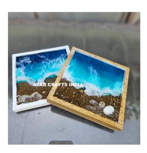 Dessous de verre Offre Spéciale en pierre de luxe de haute qualité Dessous de verre en bois d'acacia en résine pour boissons Ensemble de dessous de verre en marbre personnalisé par Star Crafts India - Product Image 4