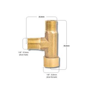 Raccord en T en laiton de haute qualité 1/8 "connecteur de tuyau fileté mâle/femelle BSP | ÉCOLOGIQUE durable pour produit chimique/gaz/huile - Product Image 3