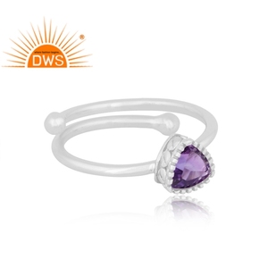 Best Selling Fine Sterling <b>Silver</b> Natural Amethyst Gemstone Stackable <b>Ring</b> Custom Jewelry Manufacturer - Product Image 3