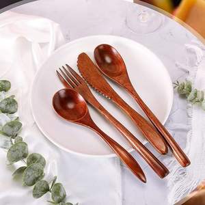 Utensilios de Cocina de Madera, Espátula para Ensaladas, Cuchara Sólida, Utensilios de Cocina con Soporte de Madera, Espátula, Colador con Juego de Cucharones - Product Image 1