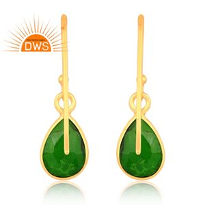 Mejor Venta de plata esterlina chapado en oro doblete cromo diópsido cuarzo piedras preciosas pendientes colgantes Demi joyería fina fabricante - Product Image 2