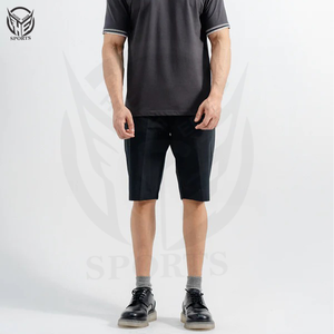 Shorts de sport pour homme en molleton 100% coton respirant, longueur genou, taille élastique, tricot uni, taille mi-haute, écologiques, séchage rapide - Product Image 1