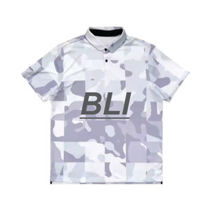 Polo en jersey personnalisé coupe ajustée en polyester recyclé extensible T-shirt polo de golf pour homme à séchage rapide Polo à blocs de couleurs - Product Image 5