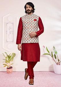 Ensemble de pyjama Kurta traditionnel indien tendance avec gilet imprimé sur tissu de soie directement du fournisseur d'exportation indien - Product Image 6