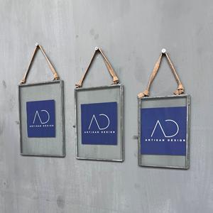 Picture <b>frame</b> <b>set</b> of 3 Hanging <b>photo</b> <b>frame</b> decorative Picture <b>frame</b> metal iron and glass with grey finish - Product Image 1